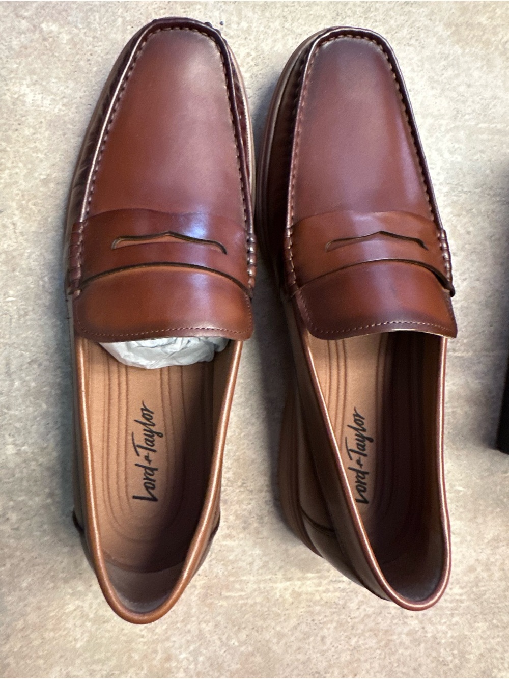 Lord & Taylor Men's Brown Leather Penny Loafers
